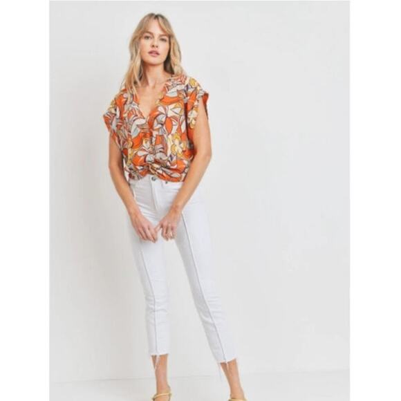 Women’s Sweet Rain Front Twist Multi Abstract Blouse / Size-XL - Picture 10 of 13